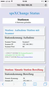 spsXChange Simatic und Scanner Stationsüberwachung auf Handy spsXChange Simatic und Scanner Stationsüberwachung auf Handy