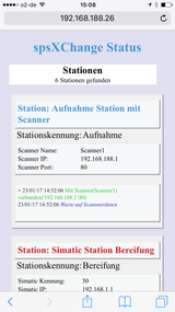 spsXChange Simatic und Scanner Stationsüberwachung auf Handy