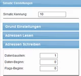 Datenbaustein und Adresse zum optionalen Schreiben in Simatic S7